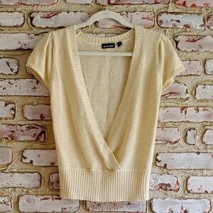 Deep V Short Sleeve Sweater